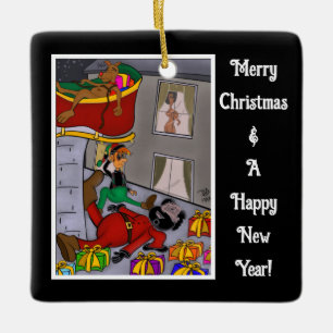 Santa Accident Funny Keramik Keramikornament