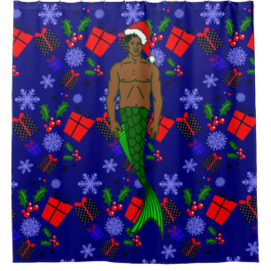 santa afrikanische schwarze Frau hässliche Weihnac Duschvorhang
