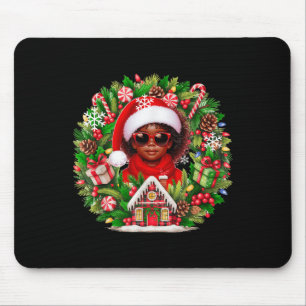 Santa Afro Girl Sungles Mousepad