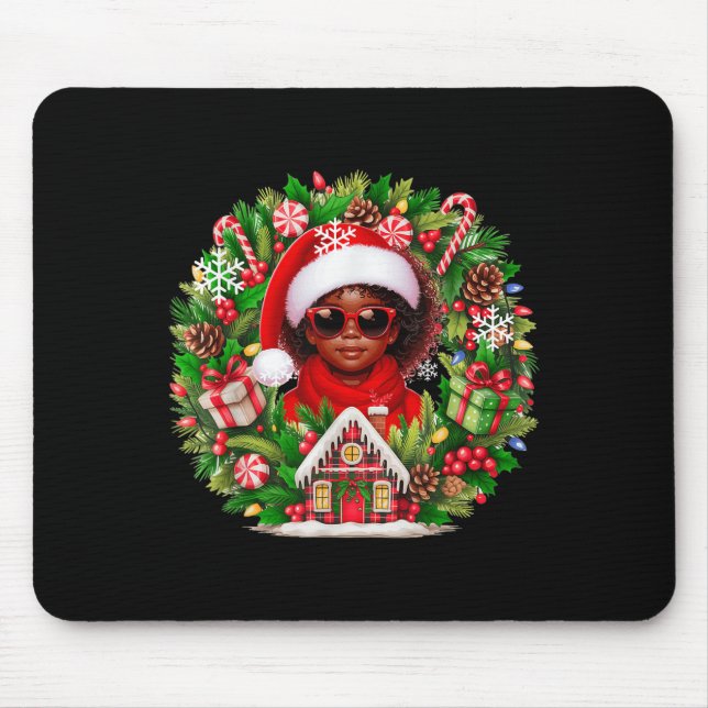 Santa Afro Girl Sungles Mousepad (Vorne)