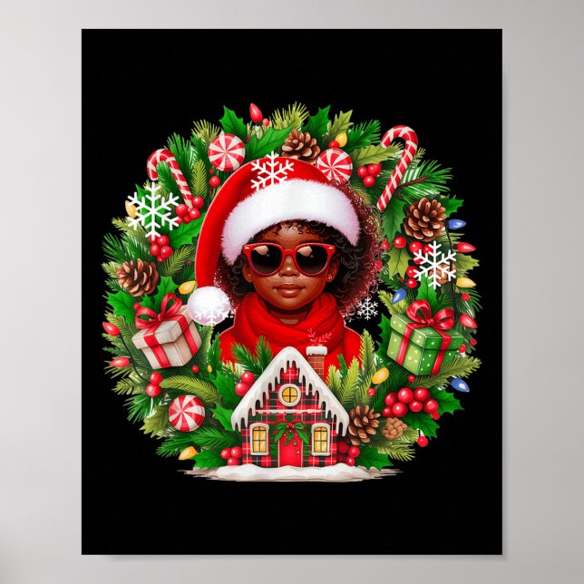 Santa Afro Girl Sungles Poster (Vorne)