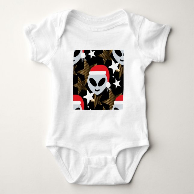 Santa Alien Eemoji Baby Strampler (Vorderseite)