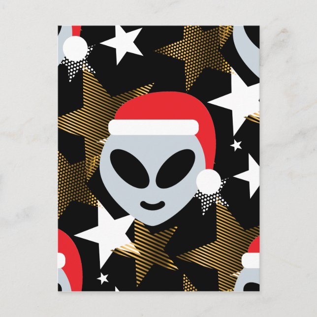 Santa Alien Eemoji Feiertagspostkarte (Vorderseite)