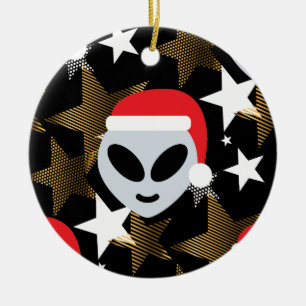 Santa Alien Eemoji Keramik Ornament
