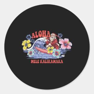 Santa Aloha Hawaiianischer Weihnachten Mele Kaliki Runder Aufkleber