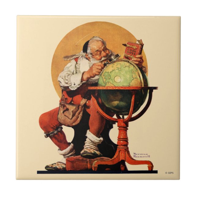 Santa am Globus Fliese (Vorderseite)