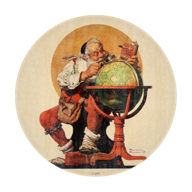 Santa am Globus Schneidebrett (Vorderseite)