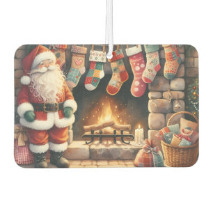 Santa am Kamin Weihnachtsstrümpfe Autolufterfrischer