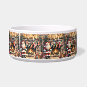 Santa am Kamin Weihnachtsstrümpfe Napf