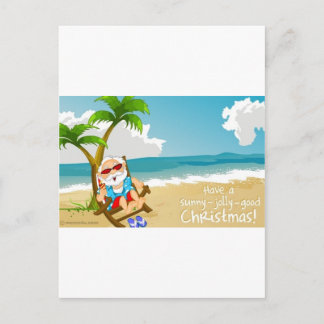 Santa am Strand, Santa on Vacation Feiertagspostkarte