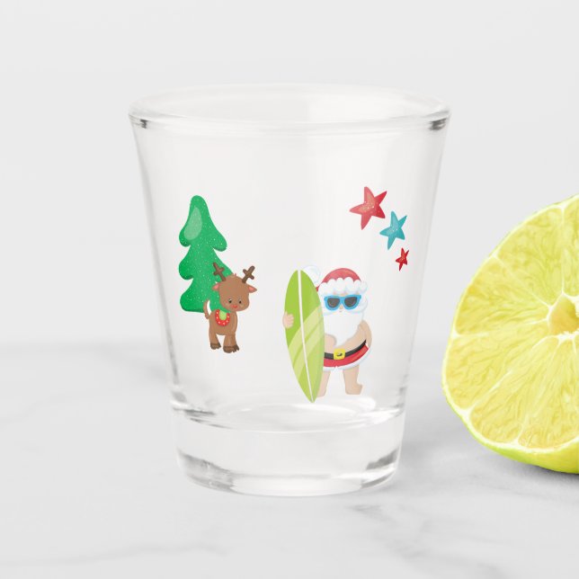 Santa am Strand Schnapsglas (Vorderseite)