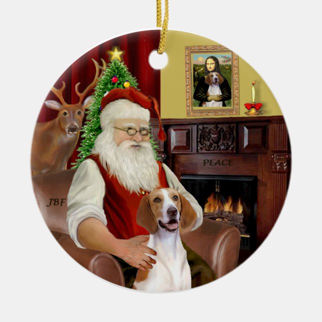 Santa-American Foxhound Keramikornament (Vorne)
