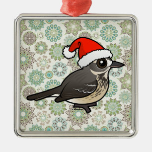 Santa American Pipit Silbernes Ornament