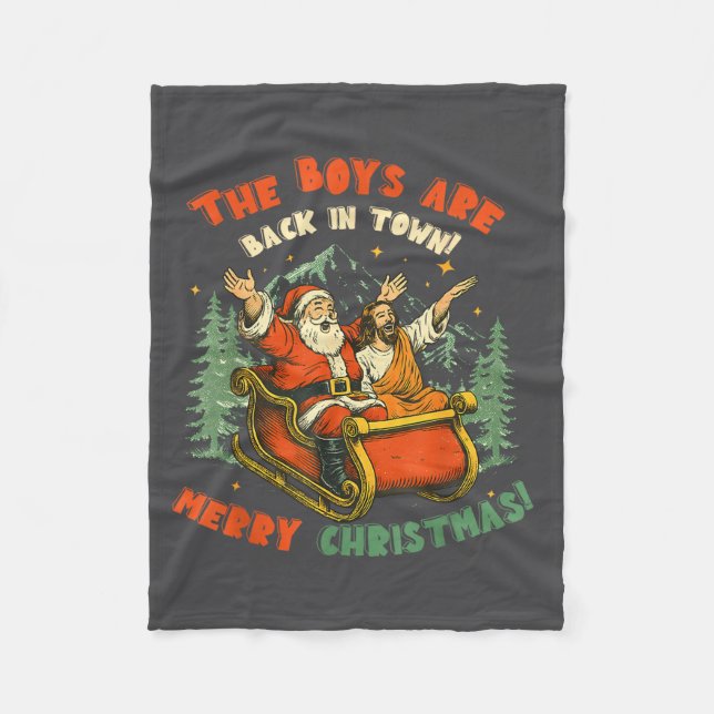 Santa &amp; Jesus Back In Town Merry Christmas, Ho Fleecedecke (Vorderseite)