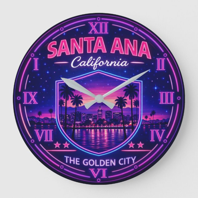 Santa Ana California Sunset  Große Wanduhr (Vorderseite)