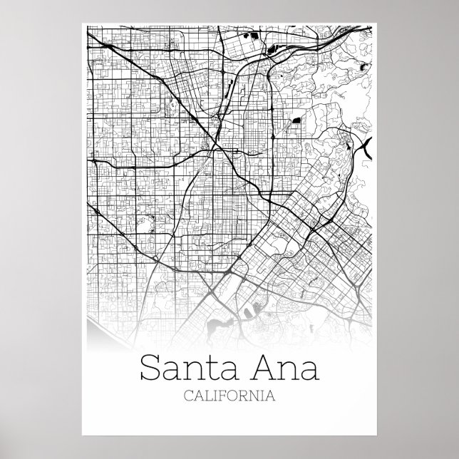 Santa Ana Karte - Kalifornien - City Map Poster (Vorne)