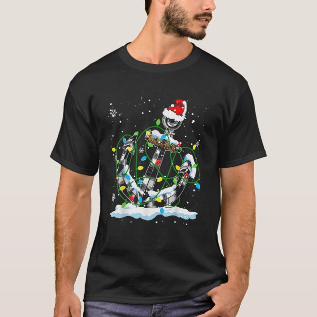 Santa Anchor Coole Weihnachtslichter Segeln T-Shirt (Vorderseite)