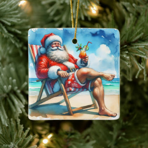 Santa and Bloody Marry Funny Snowbirds Weihnachten Keramikornament