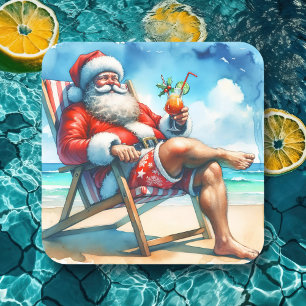 Santa and Bloody Marry Funny Snowbirds Weihnachten Quadratischer Aufkleber