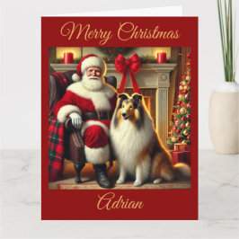 Santa and Collie im Weihnachtsfest Karte