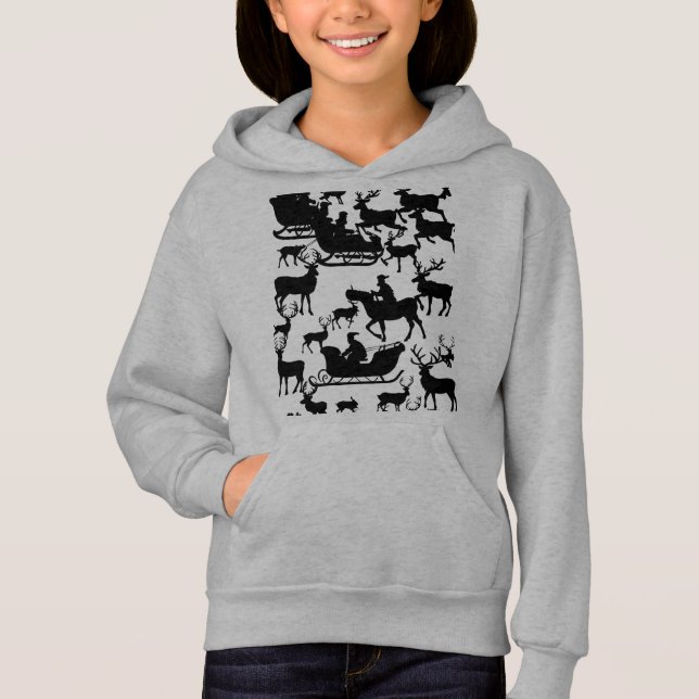 Santa and deer chrismas hoodie for young girls (Vorderseite)