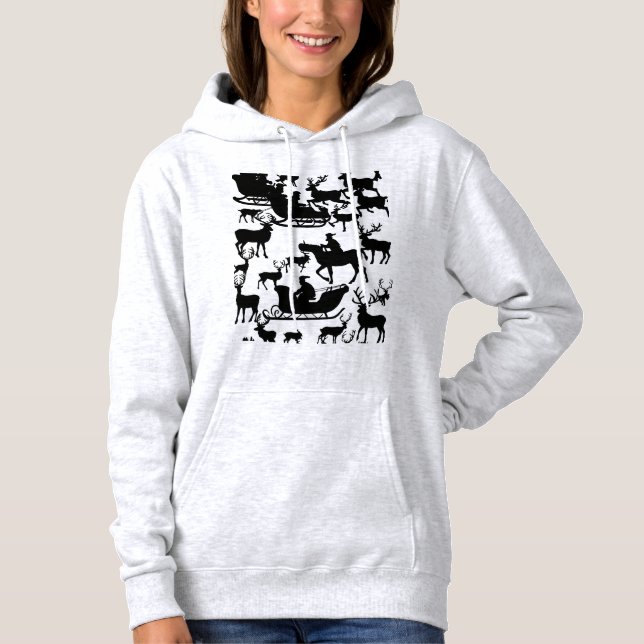 Santa and deer chrismas sweat-shirt for ladies  hoodie (Vorderseite)