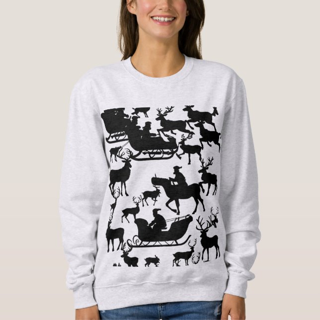 Santa and deer chrismas sweat-shirt for ladies  sweatshirt (Vorderseite)