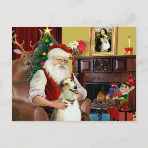 Santa and his Borzoi Feiertagspostkarte
