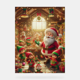 Santa and His Elves in The Christmas Workshop Wall Acrylschild