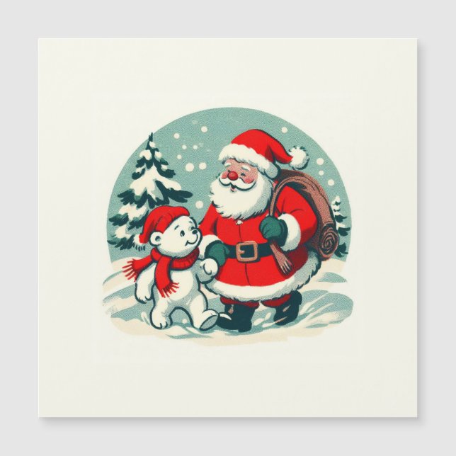 Santa and little polar bear magnetkarte (Vorderseite)