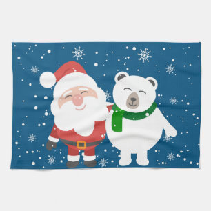 Santa and Polar Bear Geschirrtuch