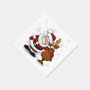 Santa and Reindeer Festive Napkins Serviette