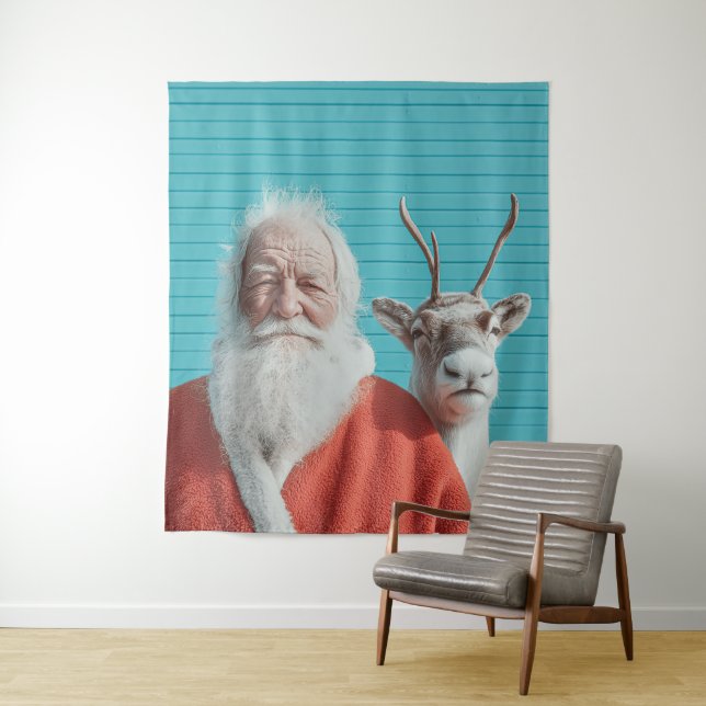 Santa and Reindeer Holiday Duo Wandteppich (Beispiel)