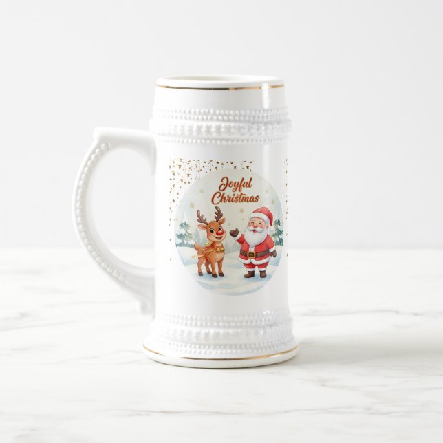 Santa and Reindeer Joy Mug – Cute Holiday Cup  Bierglas (Links)