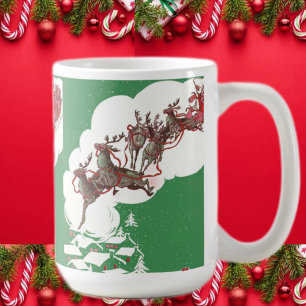 Santa and Reindeer on Christmas Eve Tasse