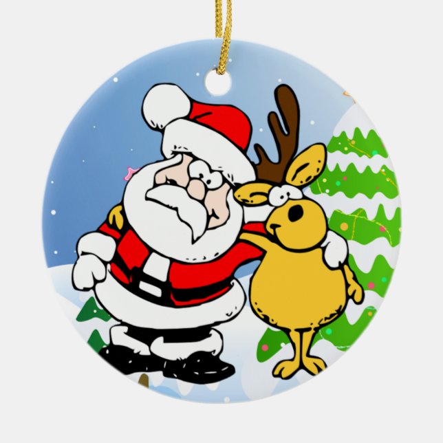 Santa and Reindeer Pal Ornament (Vorne)