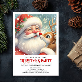 Santa and Rudolph Winter Holiday Party Invitation Einladung