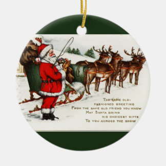 Santa and Sleigh mit Rentier Circle Ornament