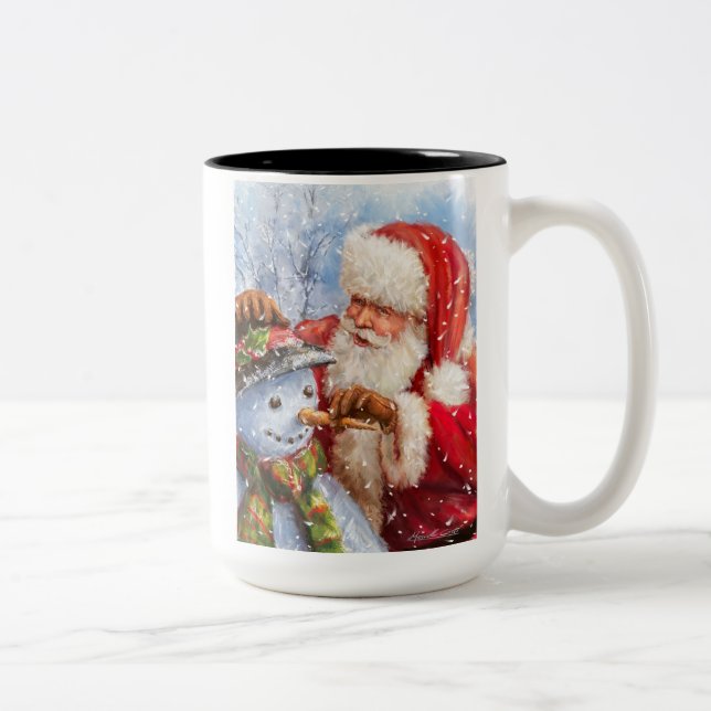 Santa and snowman zweifarbige tasse (Rechts)
