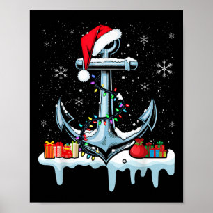 Santa Anker Coole Weihnachtsbeleuchtung Bootfahren Poster