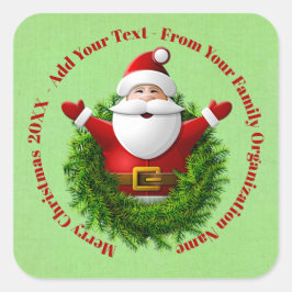 Santa Ankündigung Ihres Textnamen Jahr rot Grün Quadratischer Aufkleber