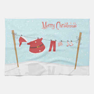 Santa Anzug auf der Clothesline Weihnachtsküche Ha Handtuch