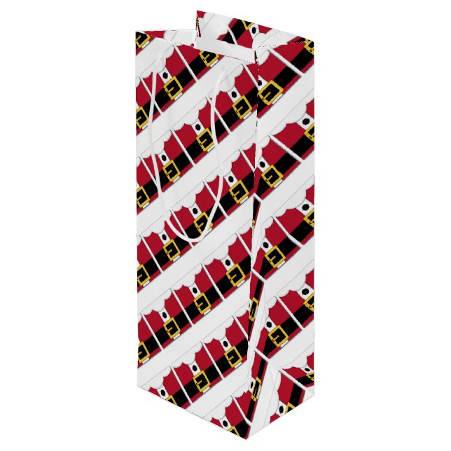 Santa Anzug Geschenktüte Für Weinflaschen (Rückseite Schrägansicht)