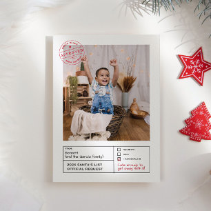 Santa Approved Naughty oder Nice Form Foto Feiertagskarte