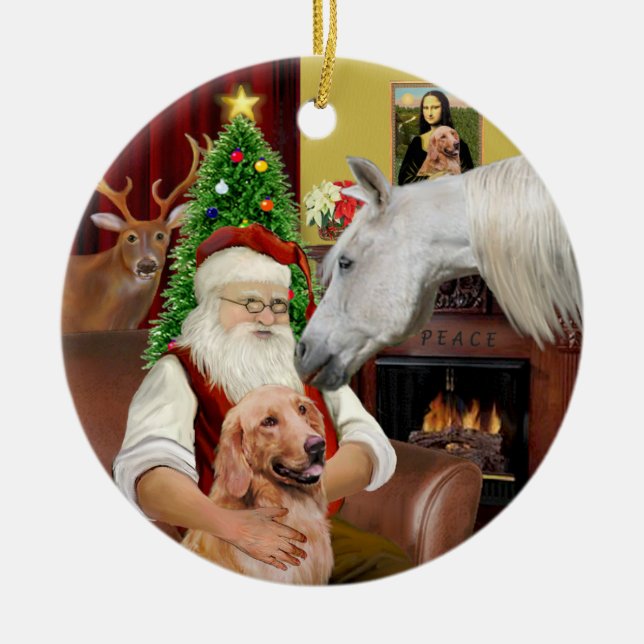 Santa - Arabisches Pferd und Golden Keramikornament (Vorne)