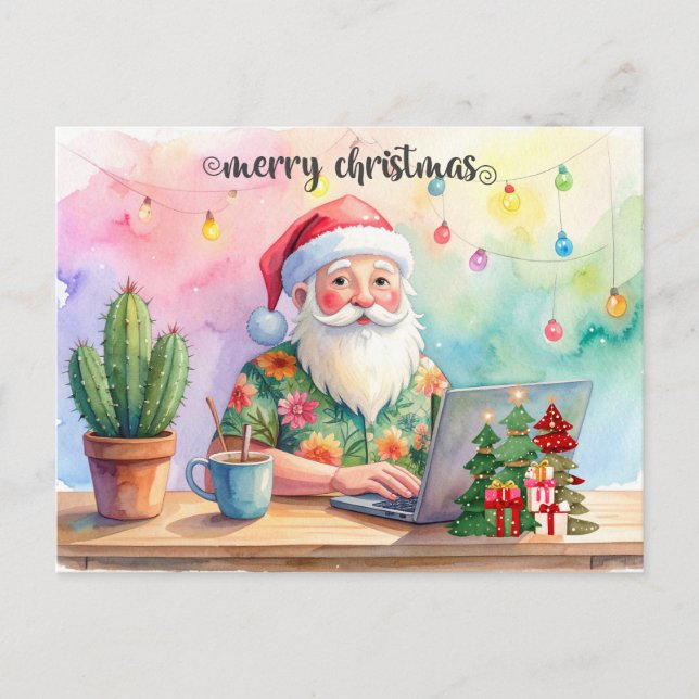 Santa arbeitet an Weihnachten in der Schicht. (Vorderseite)