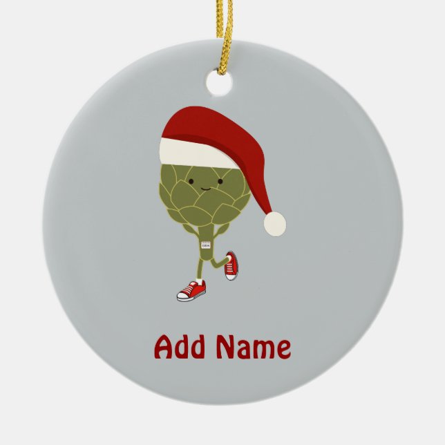 Santa Artichoke Runner Keramik Ornament (Vorne)