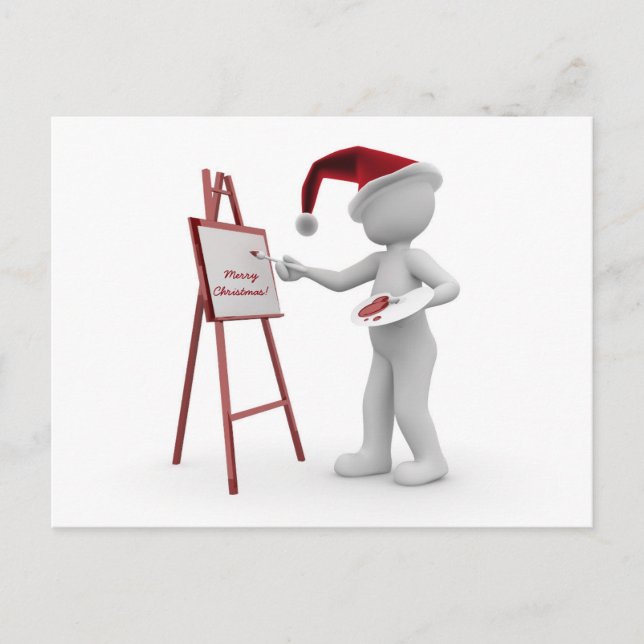 Santa Artist Red White Frohe Weihnachten Easel Pai (Vorderseite)