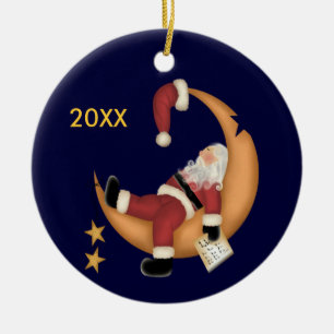 Santa Asleep auf dem Mond Keepake Ornament