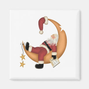Santa Asleep auf dem Mond Tshirts und Geschenke Magnet